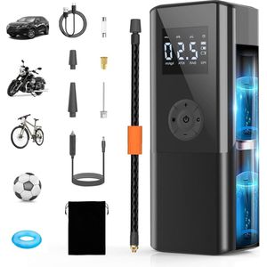 Mini Compresseur Air Portatif 150 PSI 6000 mAh Pompe Air Électrique Rechargeable Gonfleur Pneus Voiture avec Affichage Digital Lampe LED Charge USB Auto Moto Balle Extérieur