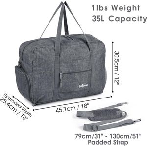 Sporttas met natte zak en schoenenvak, reisplunjezak voor dames en heren, lichtgewicht, A1-Grijs, 35L