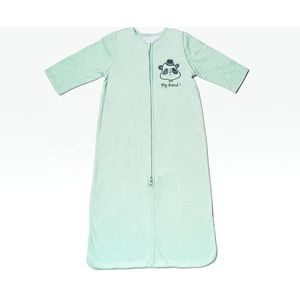 BonBini's® baby slaapzak 4 seizoenen - baby zomerslaapzak - Green Panda - 100% organisch katoen - 80 cm - 6 tot 12 maanden afritsbare mouwen