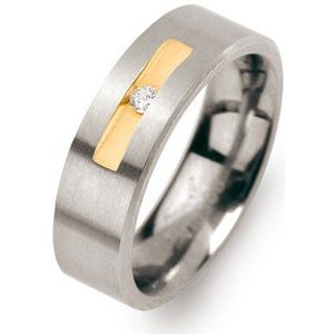 Titanium ring - verguld - Boccia - diamant - 0101-0855 - sale Juwelier Verlinden St. Hubert - van 149,= voor €110,=