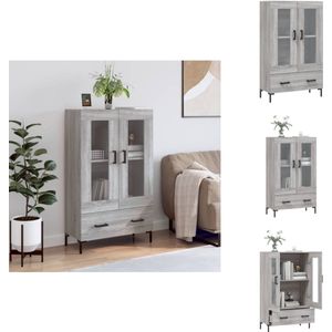 vidaXL Hoge Kast - Hoge Kasten - Dressoir - Kast - Hoge kast 69,5x31x115 cm bewerkt hout grijs sonoma eikenkleurig