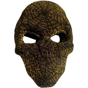 Halloween Masker Zwart / Goud / Skelet / Skull - Spinneweb Glitter motief  - Gemaskerd Bal - Scary Thema party - Gothic Masker Polyester