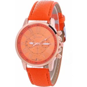 Fako® - Horloge - Geneva - Roman - Metal - Oranje
