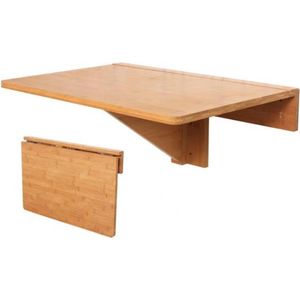 Bamboe Tafel - Klapbaar - Wandmontage - Eettafel = Bureau - 60x40cm