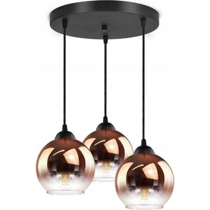 Hanglamp Industrieel voor Eetkamer, Slaapkamer, Woonkamer - Glass Serie - Bollamp 3-lichts excl. lichtbron - Koper - 3 Bol