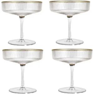 Cocktail glazen - 4 stuks - Doorzichtig met goud randje - Feestdagen - Martini - Mojito - Drink glas - Drinkglazen - Aestetic - Kerst - Champagne - cadeau - sinterklaas