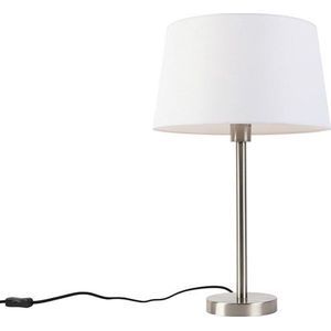 QAZQA simplo - Moderne Tafellamp met kap - 1 lichts - H 525 mm - Wit - Woonkamer | Slaapkamer