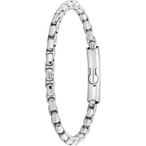 Lucardi Heren Armband fantasie - Staal - Armband - Vaderdag Cadeau - 19 cm - Zilverkleurig