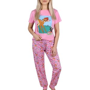 DISNEY Bambi - Katoenen damespyjama met korte mouwen, roze pyjama / S