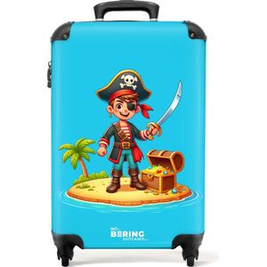 NoBoringSuitcases.com® - Kindertrolley jongen piraat - Kinderkoffer jongens - 55x35x25