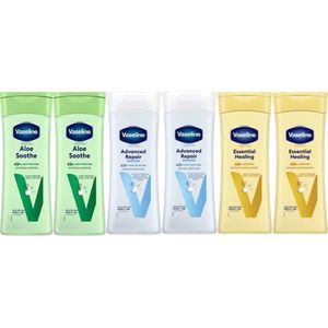 Vaseline bodylotion set van 6 (Advanced Repair - Aloë Soothe - Essential Healing) 200 ml