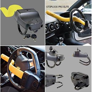 Stoplock Pro Elite Autostuurslot, Anti-diefstal Stangklemapparaat, Universele Pasvorm, Tas met 2 Sleutels, Zwart/Geel