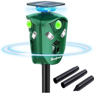 Genieforce® Combat+ Smart 360° ultrasone dierenverjager - Afweer tegen katten, honden, marters, vossen, vogels - Waterdicht en zonne-energie - 2200 mAh - Intelligente werking