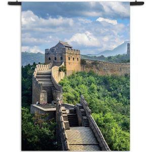 Velours Wandkleed De Chinese muur 2 Rechthoek Verticaal XXL (250 X 180 CM) - Wandkleden - Met roedes