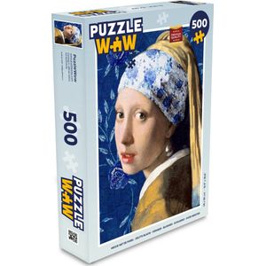 Puzzel Meisje met de parel - Delfts blauw - Vermeer - Bloemen - Schilderij - Oude meesters - Legpuzzel - Puzzel 500 stukjes