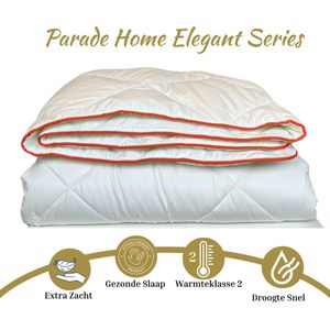 Parade Home Elegant Series Allyear Dekbed enkel- 240x220 Beige met Orange biais- Tweepersoons dekbed- Hotelkwaliteit, Anti Allergie dekbedden- Ademend en Wasbaar