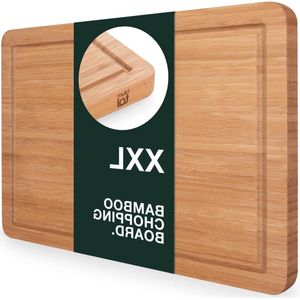 Snijplank van bamboe met sapgroef - Blumtal houten keukenplank 45x30x2cm joseph joseph cutting board