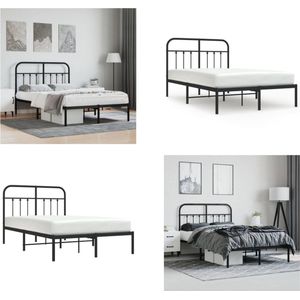 vidaXL Bedframe met hoofdbord metaal zwart 120x200 cm - Bedframe - Bedframes - Tweepersoonsbed - Bed