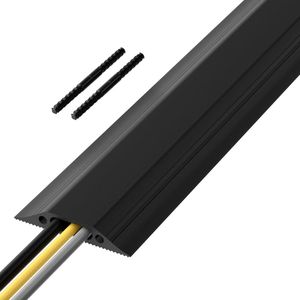 Vloerkabelafwerking middelzware-FC83B-kabelafwerking-beschermt-kabels-voorkomt-struikelen-kabelhouder-kabelmanagement-18-meter-L-kabeldoorvoer-30mm-B-10mm-H-zwart.