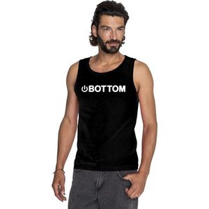 Gay tanktop/ singlet shirt power bottom zwart heren  - Homo shirts XL