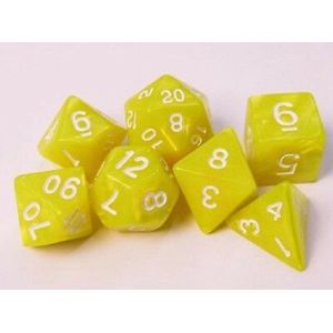 Polydice set 7 stuks - Polyhedral dobbelstenen set  | dungeons and dragons dnd dice| D&D  Pathfinder RPG | Geel gemarmerd