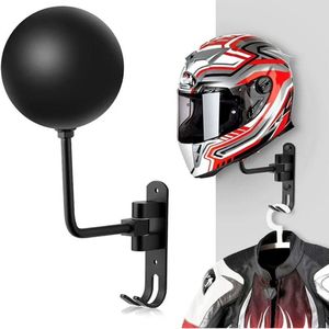 Bimivo Helmhouder - Helm Houder - Helm Kapstok - Helmhouder Motorhelm - Helm Standaard - Motorhelm Steun - inc. 2 haakjes voor motorkleding - Zwart