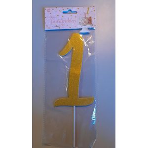 Taart prikker - 1 Jaar - Goud Glitter Taartprikker - Leuk voor op de taart bij een 1 jarige verjaardag
