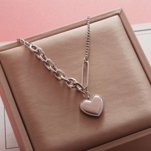 Gading® dames ketting met hart-RVS ketting zilverkleurig-46+5cm