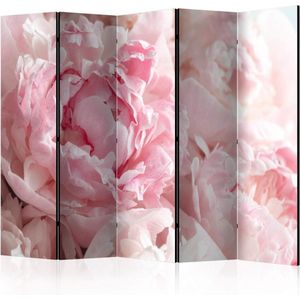 Vouwscherm - Roze pioenrozen,  gemonteerd geleverd, dubbelzijdig geprint (kamerscherm)225x172cm