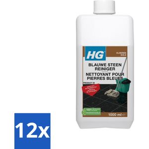 HG - Blauwe Steen Reiniger - Reinigt Veilig & Streeploos - 20 Dweilbeurten - 1L - Voordeelverpakking - 12 stuks