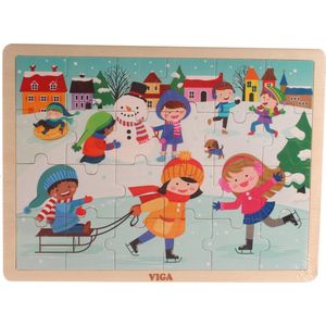 Viga Toys Legpuzzel Four Seasons Winter 24 Stukjes