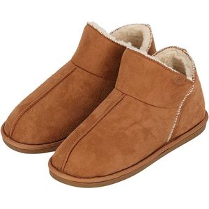 Apollo Pantoffels Dames - Boots Suede - Cognac - Maat 41/42 - Sloffen Hoog Model - Harde zool met grip