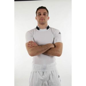 Rashguard Adidas: beschermshirt met kraag | Wit / Zwart (Maat: XXL)