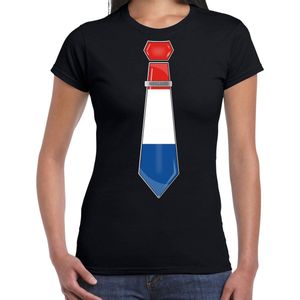 Bellatio Decorations Verkleed shirt voor dames - stropdas Nederland - zwart - supporter - themafeest L