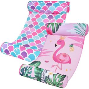 Waterhangmat - Zeemeermin drijvende hangmatten - Opblaasbare zwemstoel voor flamingo zwembad - Zomerentertainment - Zwembadfeesten Waterhangmat