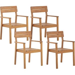 FORNELLI - Tuinstoel set van 4 - Lichte houtkleur - Acaciahout