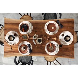 Ronde placemats - Onderlegger - Placemats rond - Marmer print - Bruin - Sepia - 6 stuks
