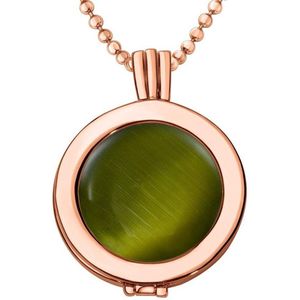 Quiges - Munthouder met Ketting en Munt 25mm Cat's Eye Groen - Rose Goudkleurig - EPRHZ359