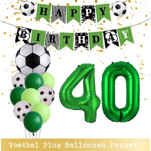 Cijfer Ballon 40 Jaar - Voetbal Ballonnen - Snoes - Pluspakket - set van 12 Sport Voetbalfan Voetbal Jongen/Meisje - Sportieve - Voetbal Vrouwen Mannen - Kinderfeestje - Verjaardag - Helium Ballon nummer 40