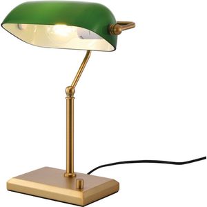 Tafellamp Stanford Goud/Groen - hoogte 37cm - excl. 1x E27 lichtbron - IP20 - dimmer > lampen staand brons groen | tafellamp brons groen | notarislamp brons groen | tafellamp slaapkamer brons groen | tafellamp woonkamer brons groen | bankierslamp