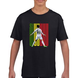 Cristiano Ronaldo - SIUU - - Kinder shirt met tekst- Kinder T-Shirt - Zwart - Maat 98/104- T-Shirt leeftijd 3 tot 4 jaar - Grappige teksten - Cadeau - Shirt cadeau - Voetbal tekst- verjaardag -