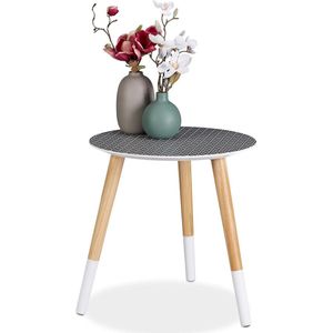 Ronde bijzettafel decoratieve look modern design - laag driepoot - HxØ 405x40 cm - zwart wit natuur - meubels.