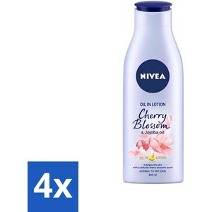 Nivea - Body Oil in Lotion - Cherry Blossom - 400 ml - Voordeelverpakking - 4 stuks