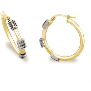 Juwelier Zwartevalk - 14 karaat gouden bicolor oorbellen met zirkonia 12.340/26mm--