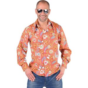 Hippie blouse Paisley oranje/bruin - Maat 54/56