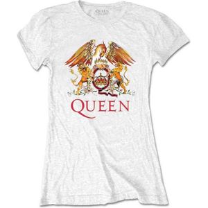 Queen - Classic Crest Dames T-shirt - L - Wit