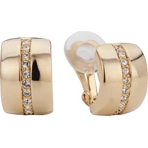 Traveller Clip Oorbellen - Oorclips Dames - Goudkleurig- Kristal - Preciosa Crystals - Halve Oorringen 16 mm - 156591