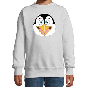 Cartoon pinguin trui grijs voor jongens en meisjes - Kinderkleding / dieren sweaters kinderen 170/176