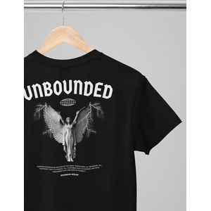 Shirt - Unbounded - Wurban Wear | Oversized shirt | Merk kleding | Unisex tshirt | Streetwear | Pump cover | Techno outfit | Merk shirt | Gym shirt | Zwart & Wit