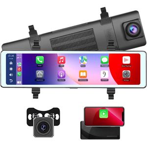 11,26 Inch Spiegel Dashcam Met Draadloze Apple Carplay & Android Auto: HD Touchscreen - Bluetooth Handsfree - Achteruitrijcamera & Spraakbesturing